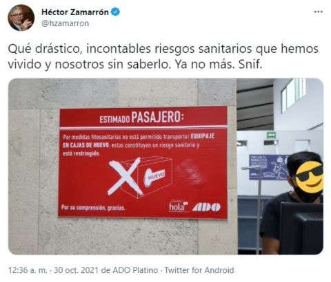 ADO prohíbe usar cajas de huevo como equipaje - Quinta Fuerza