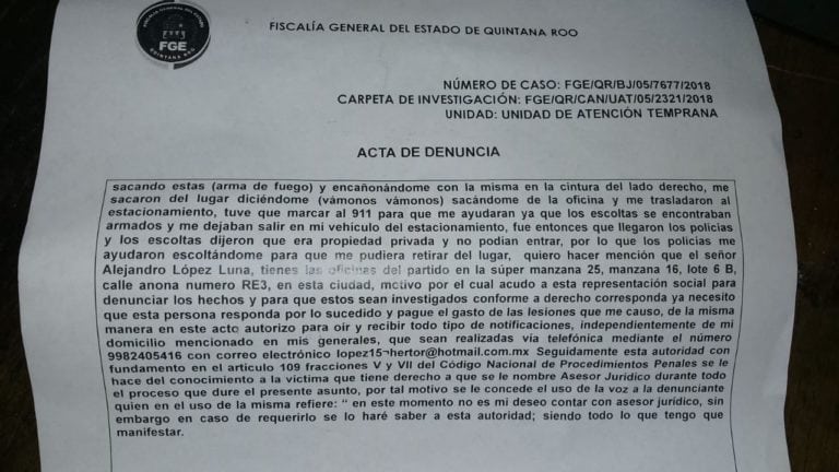 Denuncia militante a Alejandro Luna por lesiones