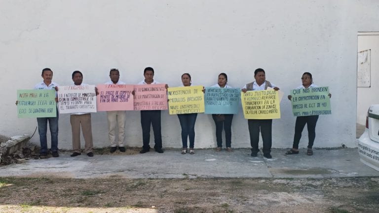 Personal del IEEA protesta por falta de insumos