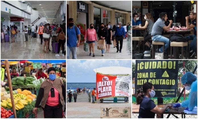 Casi la mitad del país está en semáforo epidémico rojo y la otra en naranja ante la pandemia por Covid-19 y con la reapertura de las actividades económicas de manera paulatina, a veces quedan dudas como ciudadanos de qué sitios son más riesgosos para contagiarnos de esta enfermedad ¿Playa, cine, bares o tianguis?