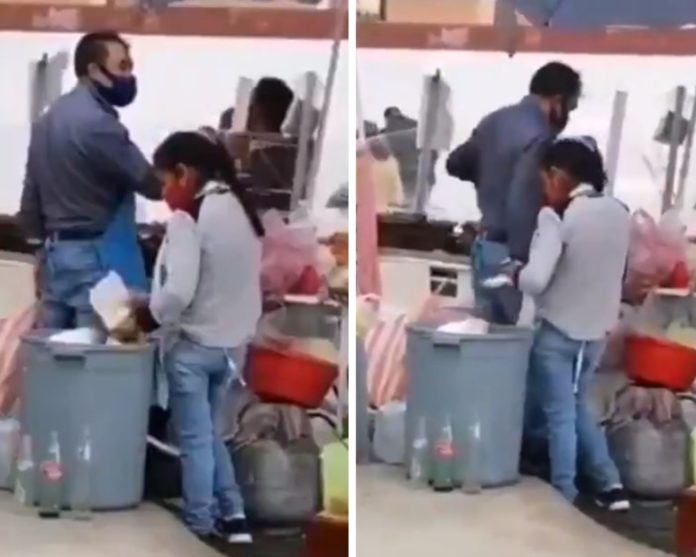 Video: Vendedora de quesadillas saca platos de la basura para reutilizarlos