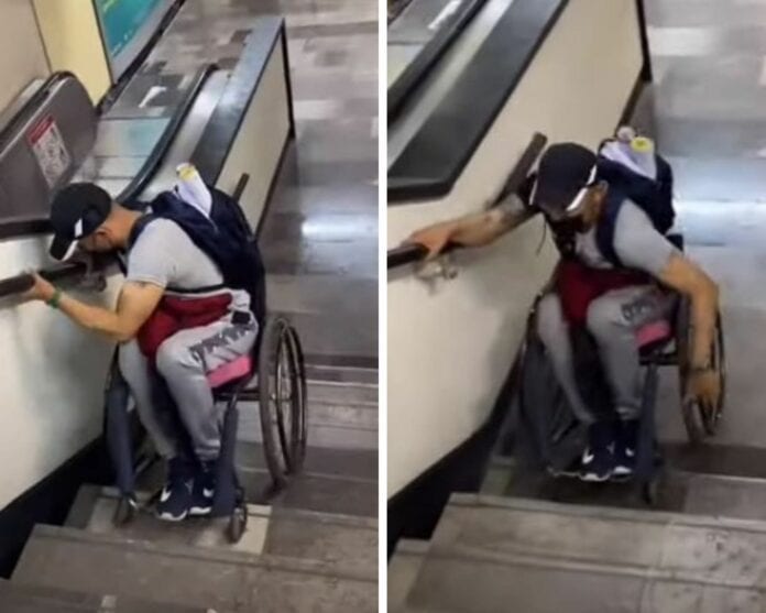 Video: Hombre muestra cómo baja las escaleras del Metro en silla de ruedas todos los días