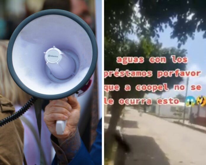 VIDEO: Vocean a deudora con un altavoz para que liquide su deuda, método causa polémica