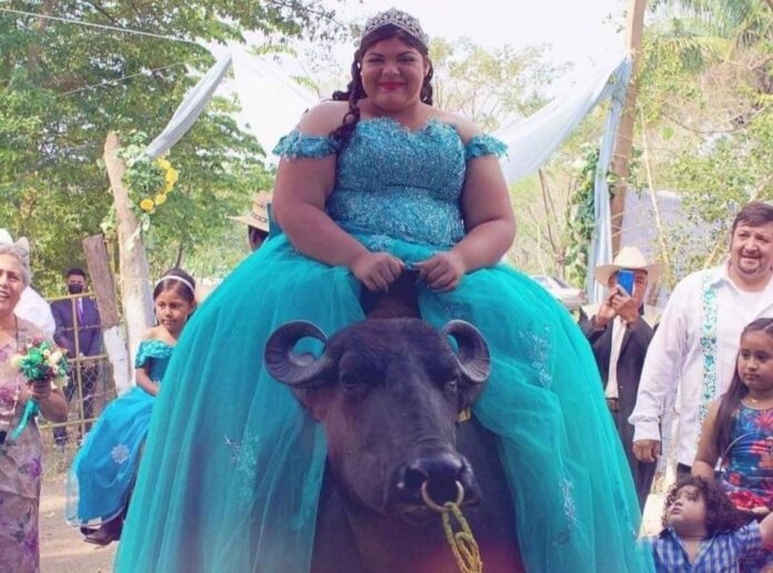 Barbara Monserrat, del municipio de Cosoleacaque, Veracruz, celebró sus XV años de una manera partícular y sumamente original