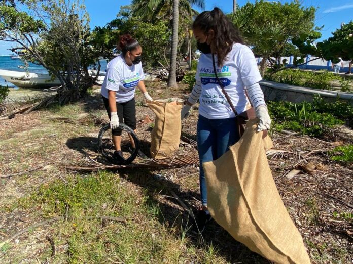 Aguakan realiza limpieza de playas manglares y costa en Isla Mujeres