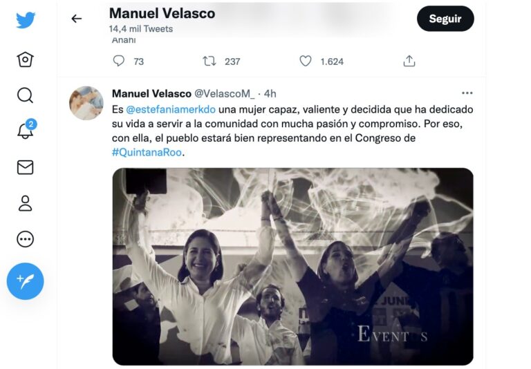 Manuel Velasco respalda a Estefanía Mercado; el pueblo estará bien representando en el Congreso, dice