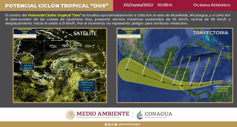 Monitorean potencial ciclón tropical "Dos" en el Atlántico; Quintana Roo, fuera de peligro