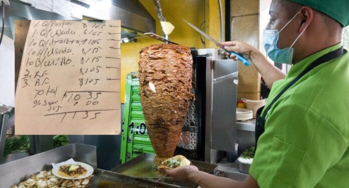 Exhiben a taquería que cobró mil 135 pesos por cinco tacos