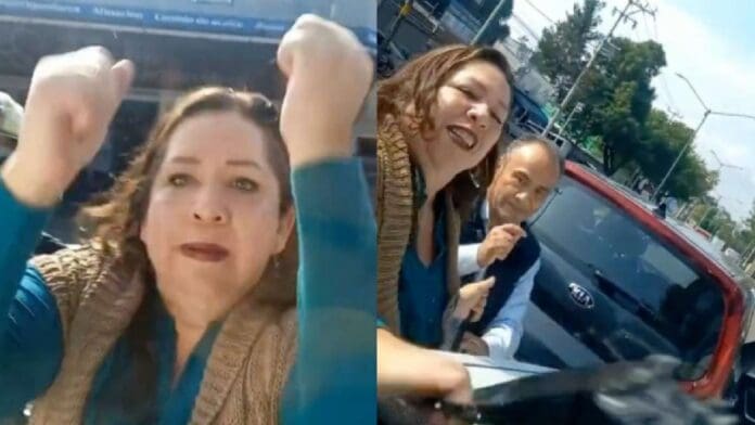 VIDEO: Surge 'Lady parabrisas', golpea y arranca limpiador de un vehículo en CDMX