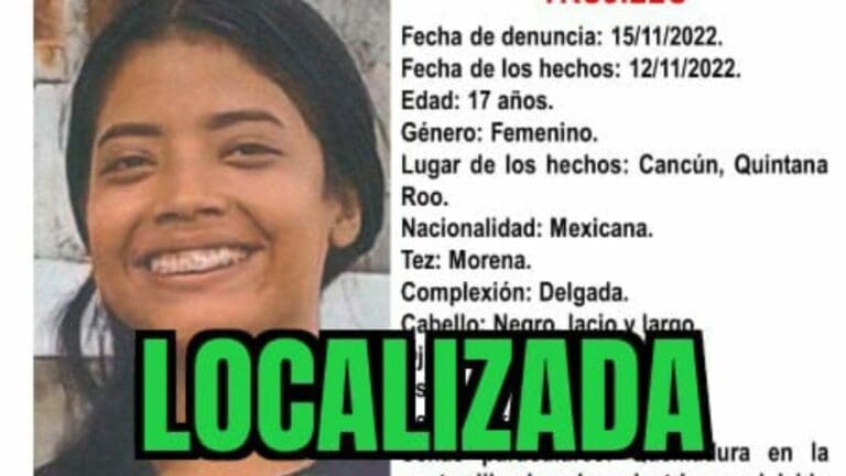 Anuncia fiscalía regreso de adolescente que era buscada desde el 12 de noviembre en Cancún