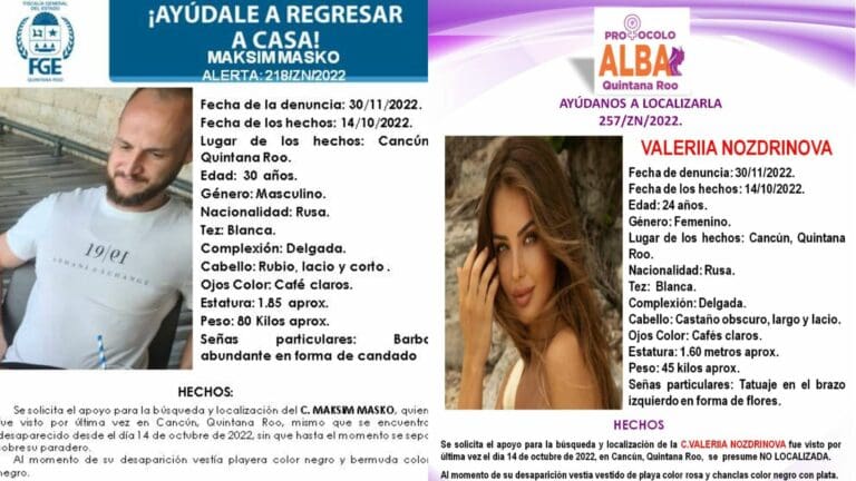 Reportan desaparición de dos personas originarias de Rusia en Cancún