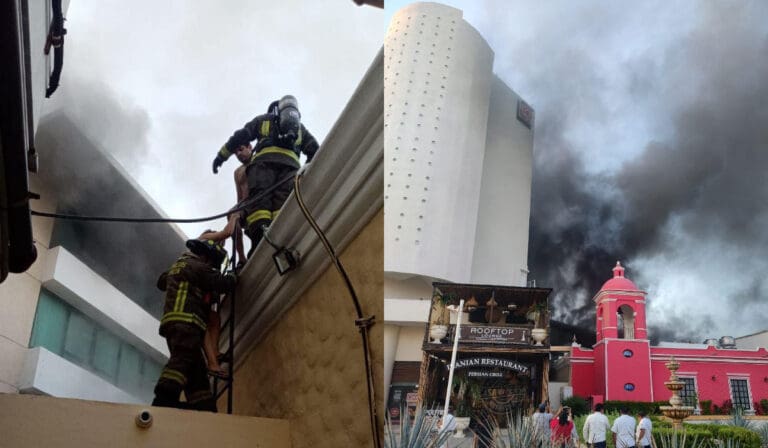 Un incendio se originó en el hotel Krystal de la Zona Hotelera de Cancún. Se evacíuó a la gente y por suerte no hubo lesionados.