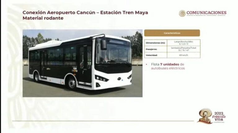 Flotilla de autobuses eléctricos comunicarán Aeropuerto de Cancún con Tren Maya