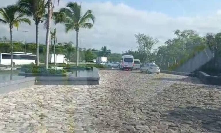 Taxistas bloquean entrada y salida a vans con turistas en el hotel Hilton de Cancún Taxistas bloquean entrada y salida a vans con turistas en el hotel Hilton de Cancún