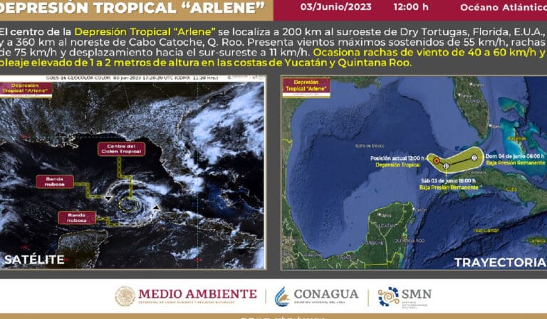 Vigila Coeproc trayectoria de depresión tropical 'Arlene'