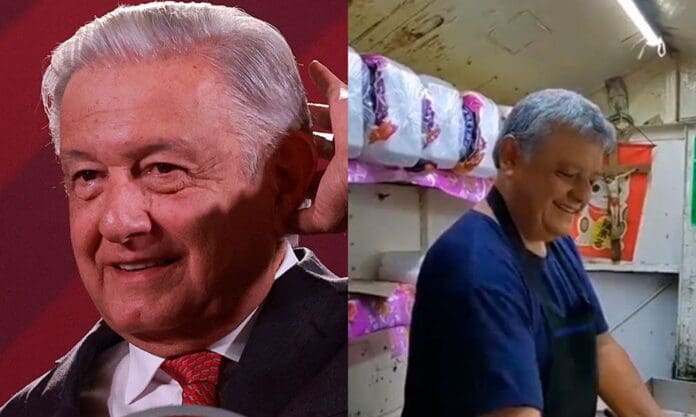 Taquero potosino aprovecha su parecido con AMLO y se hace viral