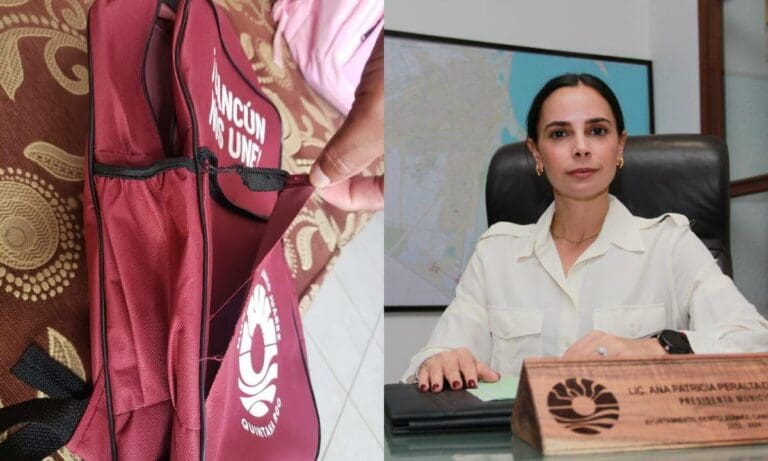 Pésima calidad: Mochilas que Ana Paty Peralta dio a niños de Cancún se rompen en el primer día de uso