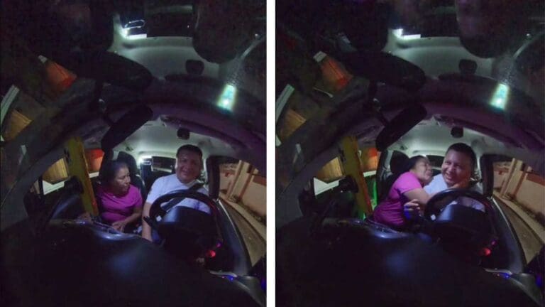 VIDEO Mujer intenta pagarle con besos a un taxista en Cancún