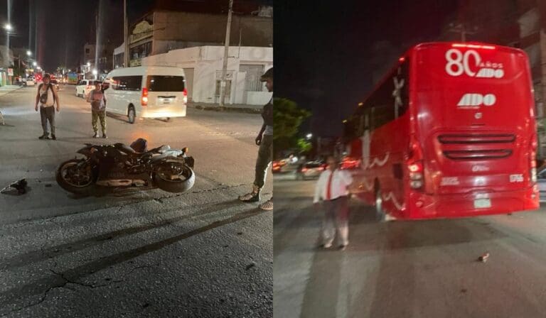 Fallece motociclista tras impactar con un ADO en el centro de Cancún