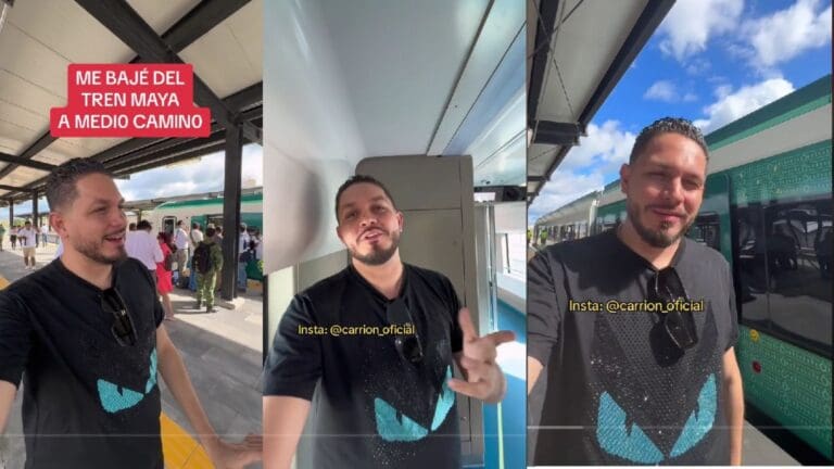 Video: TikToker se baja del Tren Maya por retrasos en las paradas