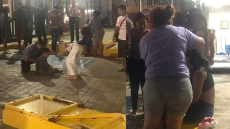 Espectacular de un restaurante cayó sobre dos personas en la avenida Uxmal de Cancún