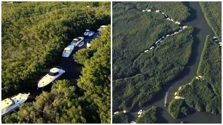 Video: Dueños de yates en Cancún resguardan sus embarcaciones en los manglares para evitar que el huracán Beryl los hunda