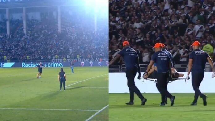 Video: Aficionado del Vasco da Gama se fractura el tobillo pateando un penal durante show de medio tiempo