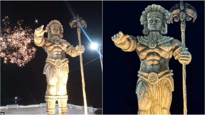 Develan imponente estatua del dios maya Chaac en Telchac Puerto, Yucatán