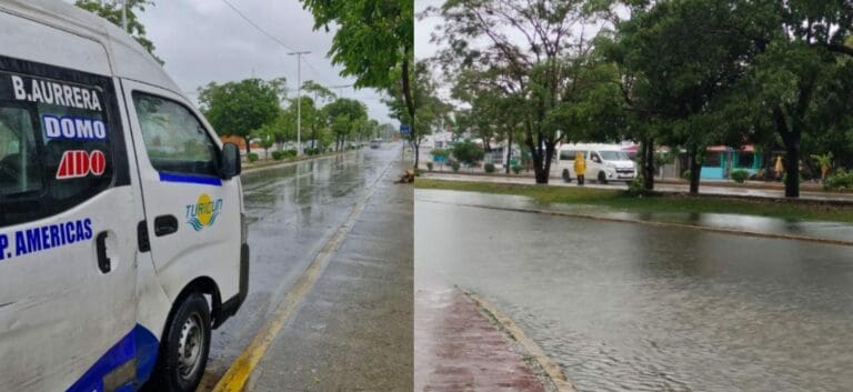 Muchos empleados no llegaron a trabajar debido a la falta de transporte público y taxis en Cancún a causa del mal clima.