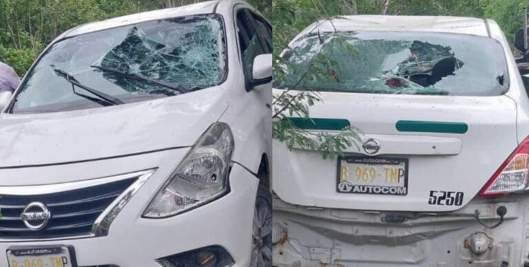 Integrantes del sindicato de taxistas "Andrés Quintana Roo" de Cancún recuperaron la unidad 5250, robada con lujo de violencia hace unos días.