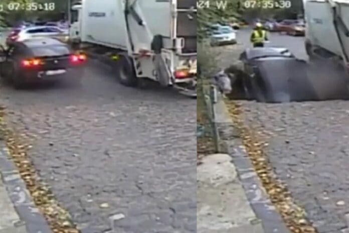 Socavón se traga a madre, su hijo y hasta el carro en Rumania