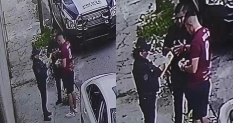 Suspenden a policías de Cancún que fueron captados recibiendo un soborno. Asuntos Internos ya los investiga.