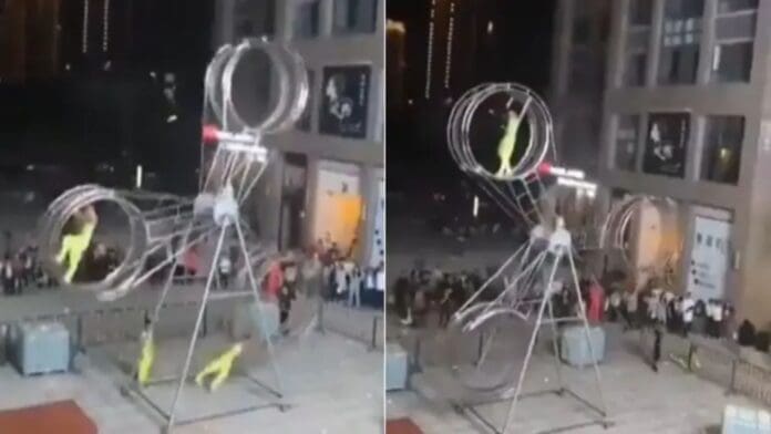 Captan momento exacto en que un acróbata sale disparado al realizar truco en la 
