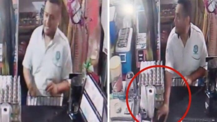 Taxista roba celular Video: Taxista se roba un celular tras ingresar a una tienda de abarrotes en Playa del Carmen