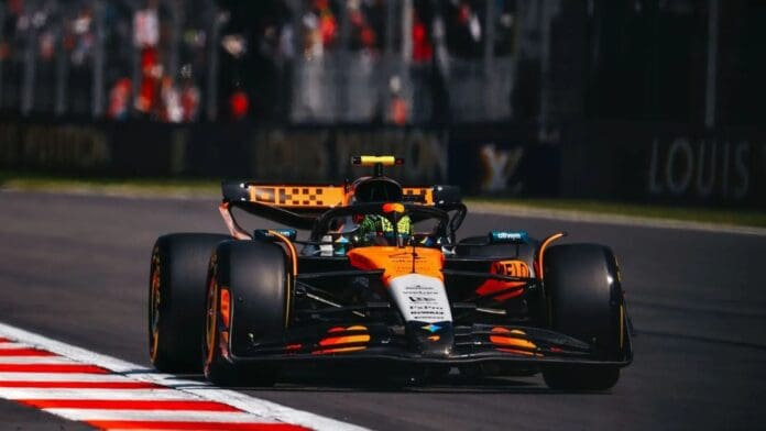 Lando Norris_GP México Lando Norris hace la Pole Position en el GP de México; le siguen las Ferrari de Charles Leclerc y Hamilton