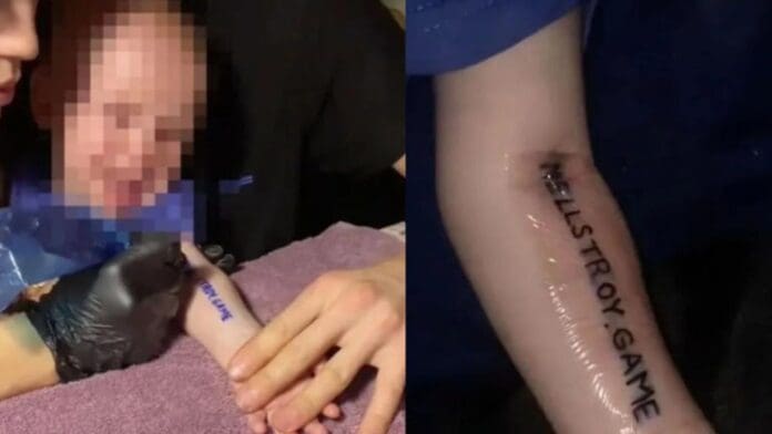 Bebé tatuado_P Padres tatúan a su bebé de un año para ganar un premio de 60 mil dólares en Rusia