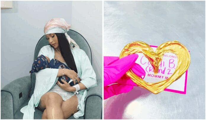 Cardi B transforma el cordón umbilical de su bebé en una lujosa joya de oro