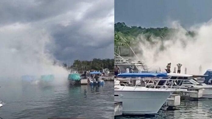 Video: Explota embarcación de la Secretaría de Marina en Cozumel; reportan cinco elementos heridos