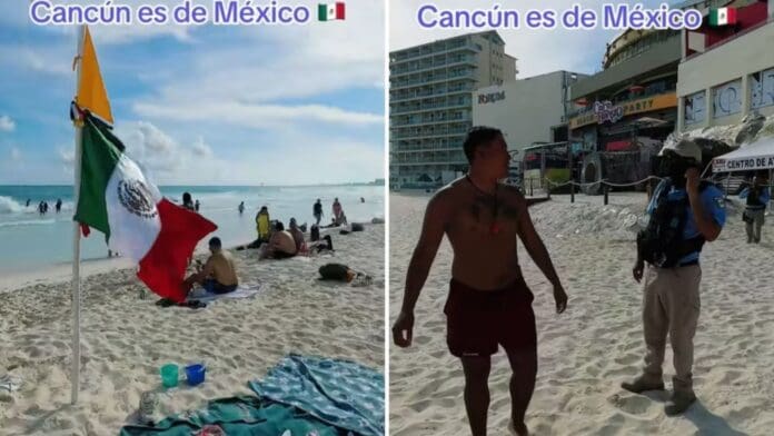 Video: Turista denuncia discriminación tras colocar bandera de México en asta de seguridad en playa de Cancún