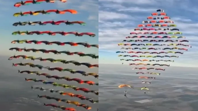 Forman 104 paracaidistas una enorme estrella en Florida, Estados Unidos