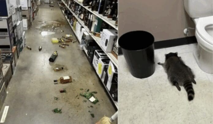 Ladrón enmascarado un mapache borracho causa caos en vinatería en Virginia, Estados Unidos