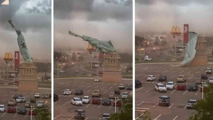 Réplica de la Estatua de la Libertad se derrumba por fuertes vientos en Brasil