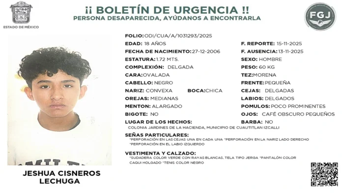 JOSHUA CISNEROS DESAPARECIDO EN CUAUTITLÁN IZCALLI