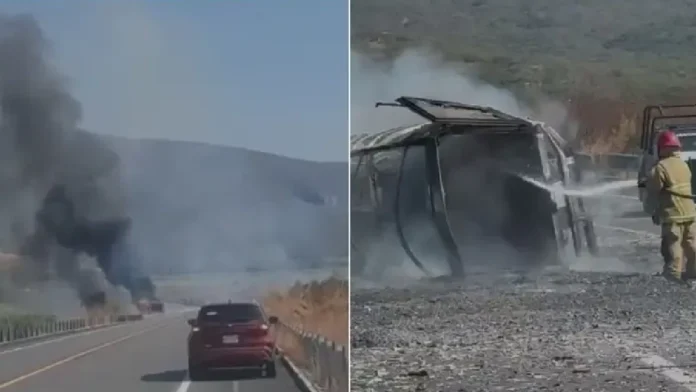 Explota camioneta con fuegos pirotécnicos sobre Autopista Siglo XXI en Morelos